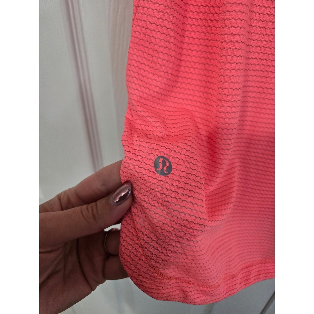 Lululemon Swiftly Tech Short Sleeve V-Neck Shirt Neon Pink Coral Womens Size 8 - Picture 5 of 7
